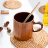 Mango de Madera de Azufaifo Aislamiento Térmico Trasero Taza de Madera para el Hogar Taza de Café para Cuello Blanco Taza de Leche Universal Madera