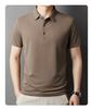 T-shirt de manga curta para homens Mulberry Silk Middle-aged Ice Silk Half-sleeved Polo Shirt Masculino mercerizado Cotton Business Lapel Top