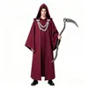 Túnica Oscura con Cadena y Capucha de Halloween Capa de Mago Medieval Sacerdote Capa de Fiesta Cosplay