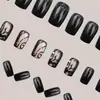 Estilo Ins Oscuro Uña de Vid Negra Manicura Portátil Exportación Europea y Americana Venta Caliente Parche de Uña Postiza Uña Portátil 24 Piezas