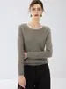 Nuevo suéter de cachemira pura para otoño e invierno, cuello redondo, corte ajustado, versátil, top cálido, tejido de punto de manga larga, capa base