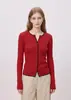 Cárdigan de punto retro estilo francés con ribete de contraste rojo para mujer, ajuste ceñido para principios de otoño, agradable para la piel, de longitud corta, abrigo suéter de manga larga