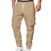 Sitio web independiente transfronterizo primavera y otoño color sólido deportivo bolsillo versátil ropa de trabajo cordón pantalones joggers ropa de hombre dropshipping
