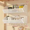 Estante de almacenamiento de pared, esenciales para dormitorio, cesta colgante sin taladro para mesita de noche de dormitorio, solución de almacenamiento de pared para literas superiores de estudiantes