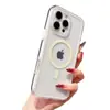 Funda de Teléfono Magnética Anticaídas con Airbag Dos en Uno Adecuada para Apple 17Promax Transparente Suave Funda 16/15 Agujero Grande 14