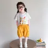 Conjunto Deportivo para Niña Verano 2026 Estilo Nuevo Infantil Dibujos Animados Manga Corta Atuendo de Verano Bebé Pantalones Cortos con Estilo Conjunto de Dos Piezas
