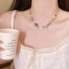 Collar de acero de titanio con lazo de alta calidad para mujer, cadena de clavícula de lujo con luz Joker, joyería explosiva roja de red al por mayor