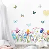 BR0127E caricatura hermosa acuarela coloridas flores pequeñas mariposa autoadhesivas pegatinas de pared decoración para el hogar habitación de niños pegatinas