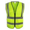 Chaleco Reflectante con Múltiples Bolsillos, Verde Fluorescente, Transpirable, Chaleco de Seguridad para Construcción con Tiras Reflectantes para Uso en Exteriores