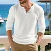 Camiseta base acanalada para hombre de peso pesado de Amazon transfronteriza, camiseta de manga larga para hombre de otoño e invierno, camiseta henley casual holgada de cuello redondo