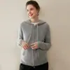 Novo Cardigã de Caxemira Pura Feminino com Capuz Suéter de Malha Solto Jaqueta de Malha Aconchegante Moletom de Malha Outono e Inverno Tops para Mulheres
