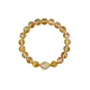 """Luz Flotante y Aura Espiritual""" Cristal de Torre Amarillo Natural, Cristal de Cabello Dorado, Pulsera de Cristal, Cristal Amarillo para Atraer Riqueza y Buena Suerte, Pulsera Sencilla"""