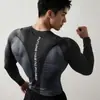 Camada de Base Masculina Casual para Esportes de Corrida Transfronteiriços Outono Secagem Rápida Compressão Elástica Manga Longa Camisa Fitness