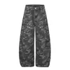 Jeans retro americanos con remaches y camuflaje, dobladillo curvo, para hombre y mujer, otoño, hip-hop, holgados, pierna ancha, hasta el suelo, ropa de trabajo, modernos
