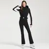 Nuevo traje de esquí de una pieza profesional para mujer para esquí al aire libre con doble tabla, a prueba de viento, cálido, impermeable, ajustado, alta elasticidad, traje de esquí transfronterizo para mujer