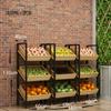 Prateleira Multi-camada de Frutas Prateleira Prateleira Supermercado Frutaria Frutas e Legumes Rack Vegetal Criativo Multi-camada Loja de Frutas Prateleira de Aço e Madeira
