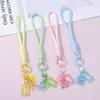 Lanyard para Teléfono Tejido de Oso de Caramelo Estilo Ins, Correa de Muñeca con Colgante de Resina Suave y Lindo, Llavero Femenino al por Mayor