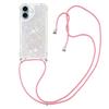 Funda para iPhone 17E con Cuatro Esquinas Anticaídas 18 Pro con Brillo de Estrella de Colores y Soporte de Anillo para Llevar Cruzado con Arena Líquida