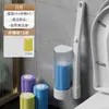 Escova de Banheiro Descartável para Banheiro Doméstico, Escova de Limpeza de Vaso Sanitário Montada na Parede com Cabeça de Escova Substituível