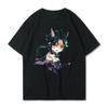 Camiseta Genshin Impact Camisetas Hu Tao Xiao Estampada Tops Meninas