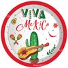 Conjunto de louça para festa mexicana Mm096 com estampa de cacto mexicano, 4 peças, para 8 pessoas, incluindo prato de papel, guardanapo e copo de papel.