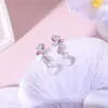 Brincos Originais de Flor de Glicínia Cintilante para Mulheres, Brincos Florais de Zircônia Estilo Floresta em Prata Pura, Joias de Orelha com Franjas de Calcedônia com Design de Nicho