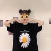 Daisy 2020 Verão Estilo Coreano Nova Camiseta de Manga Curta Feminina Solta Tamanho Grande Crisântemo Roupas Impressas ins Roupas Femininas