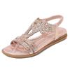 Zapatos Planos Estilo Nuevo 2024 para Mujer, Estilo Étnico Bohemio, Pedrería Floral, Cómodos y Versátiles, Zapatos de Mujer con Punta Abierta, Tacón Plano