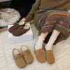 Zapatos de Algodón Estilo Birkenstock de Suela Gruesa Retro para Mujer, Nuevos Otoño e Invierno 2026, Slip-On, Doble Algodón, que Aumentan la Altura, Puntera Cerrada, Medias Pantuflas
