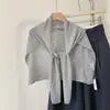 Chal exterior de punto con mezcla de lino, versión extragrande para primavera y otoño, adecuado para ir al trabajo, bufanda protectora para el cuello, color liso simple, calentador de cuello de alta gama