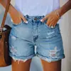 Pantalones Rectos Rasgados de Verano Transfronterizos Europeos y Americanos 2024 Mujer Shorts de Mezclilla Mujer