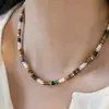 Collar de Piedra Natural y Cristal con Cuentas Estilo Étnico, Moderno y Versátil, Cadena Clavicular Elegante Retro, Collar de Lujo Ligero y de Alta Gama