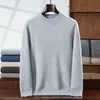 Suéter de cashmere com gola semimédia grossa de sete pontos para homens, pulôver folgado, camisa base de malha versátil, novo suéter quente de outono e inverno