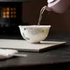 Taza de Cerámica con Forma de Flor Pintada a Mano con Color Bajo Esmalte para Mujeres, Taza Maestra de Uso Personal, Nuevo Estilo Chino Juego de Té Kung Fu, Taza de Té, Recipiente para Té