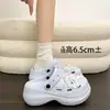 Sandalias perforadas de suela gruesa de verano para mujer, con soporte para el arco, adecuadas para uso en exteriores, antideslizantes, transpirables, no sofocantes, pantuflas populares que aumentan la altura para mujer