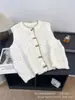 Colete de tricô feminino de outono com novo design estilo coreano, botões de chifre, colete suéter simples e moderno com trama vazada