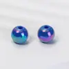 Cor Sólida Galvanizado Cor AB Acrílico Furo Reto Contas Redondas Contas Soltas DIY Acessórios para Joias Pulseira Corrente de Celular Materiais para Miçangas