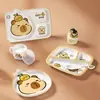 Plato para Cena de Capibara Vajilla Infantil Plato Dividido Tazón para Comida Complementaria Taza de Agua Infantil Resistente a Caídas Tazón para Comer Grado Alimenticio