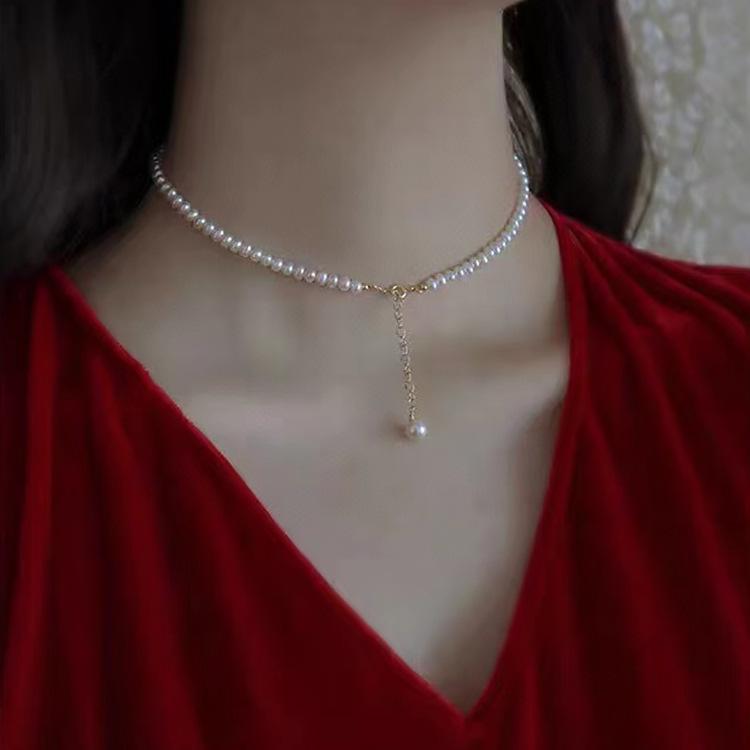 赫本风感淡水Baby小珍珠项链 复古两戴可调节