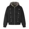 Jaqueta de couro com capuz de pele sintética de vison espessa Zuoshandiao, roupas masculinas de inverno, quente e resistente ao frio, design de abotoamento duplo, couro PU