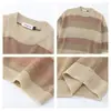 Camiseta de Punto Holgada Transpirable con Rayas de Bloques de Color Huecas Estilo Old Money, Nuevo Top Casual Suelto de Verano