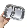 Plato Cuadrado para Comida Rápida de Acero Inoxidable 304, Plato Cuadrado para Comida Infantil con Compartimentos, Plato de Cantina, Vajilla para Mesa de Hogar y Restaurante para Adultos