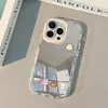 Cabeça de Animal Pequeno Iphone17Promax Desenho Animado Creme Espelho Capa de Telefone Óleo 16 Novo 15 Desenho Animado 14 Capa