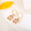Aretes Cuadrados Geométricos, Aretes de Zirconia Incrustada en Cobre, Aretes Simples de Alta Gama, Aretes Versátiles, Aretes de Zirconia de Lujo Ligero