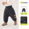 Pantalones de Cintura Alta para Proteger la Barriga de Bebés, Pantalones de Invierno para Niños con Forro de Polar, Pantalones Largos Cálidos de Dibujos Animados para Bebés