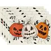 Manteles individuales transfronterizos con temática de Halloween con estampados de calabaza y fantasma, decoración festiva para reuniones familiares, tapetes aislantes del calor