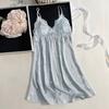 Nuevo Camisón de Verano para Mujer, Estilo Simple y Elegante, Moda Plateada Bordada en Seda para el Hogar y el Baño