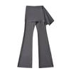 Pantalones de Otoño e Invierno para Mujer, Nuevo Estilo de Blogger, Falsos de Dos Piezas, Bolsillo en la Cadera, Pierna Ancha, Micro-pantalones, Cintura Alta, para Cadera, Pilates, Yoga