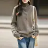 Cárdigan 100% lana pura con dobladillo enrollado y cuello chal, nuevo suéter de manga larga para otoño/invierno, prenda exterior suave y cómoda