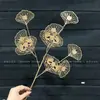 Flores de Nochevieja, Flores Artificiales Doradas, Eucalipto Dorado, Hortensia, Abanico Dorado, Hojas de Ginkgo, Cubo de la Fortuna, Arreglo Floral, Hojas, Flores de Plástico